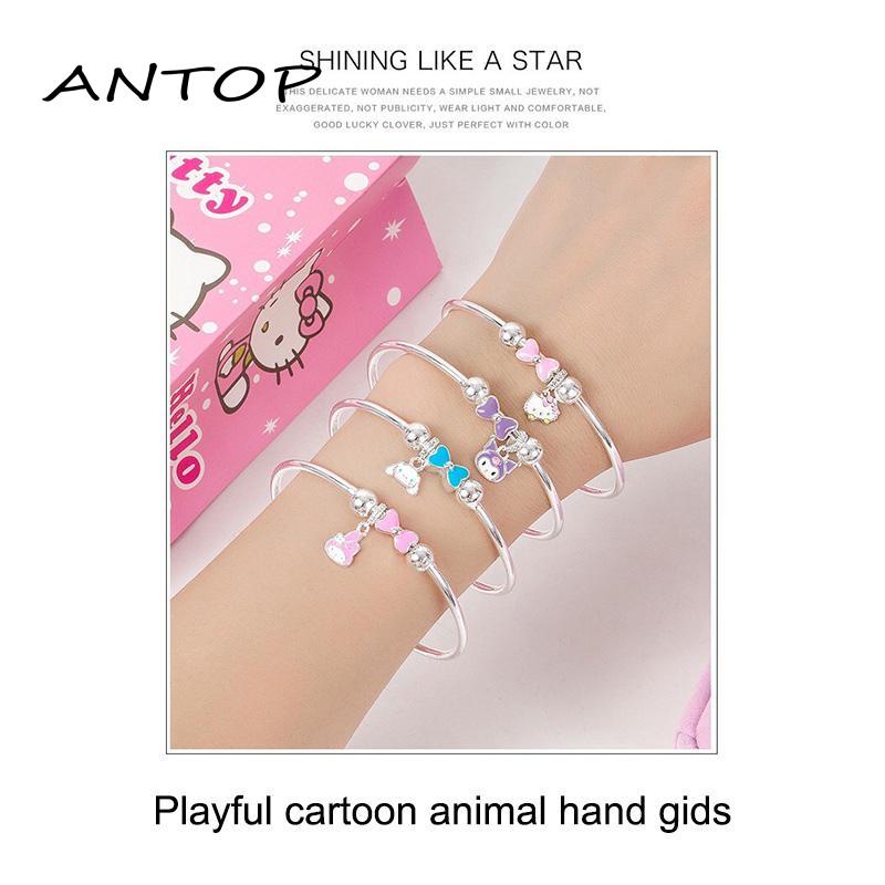 Gelang Tangan Rantai Aksen Simpul Pita Motif Hello Kitty / Cinnamon / Melody Untuk Perhiasan Wanita