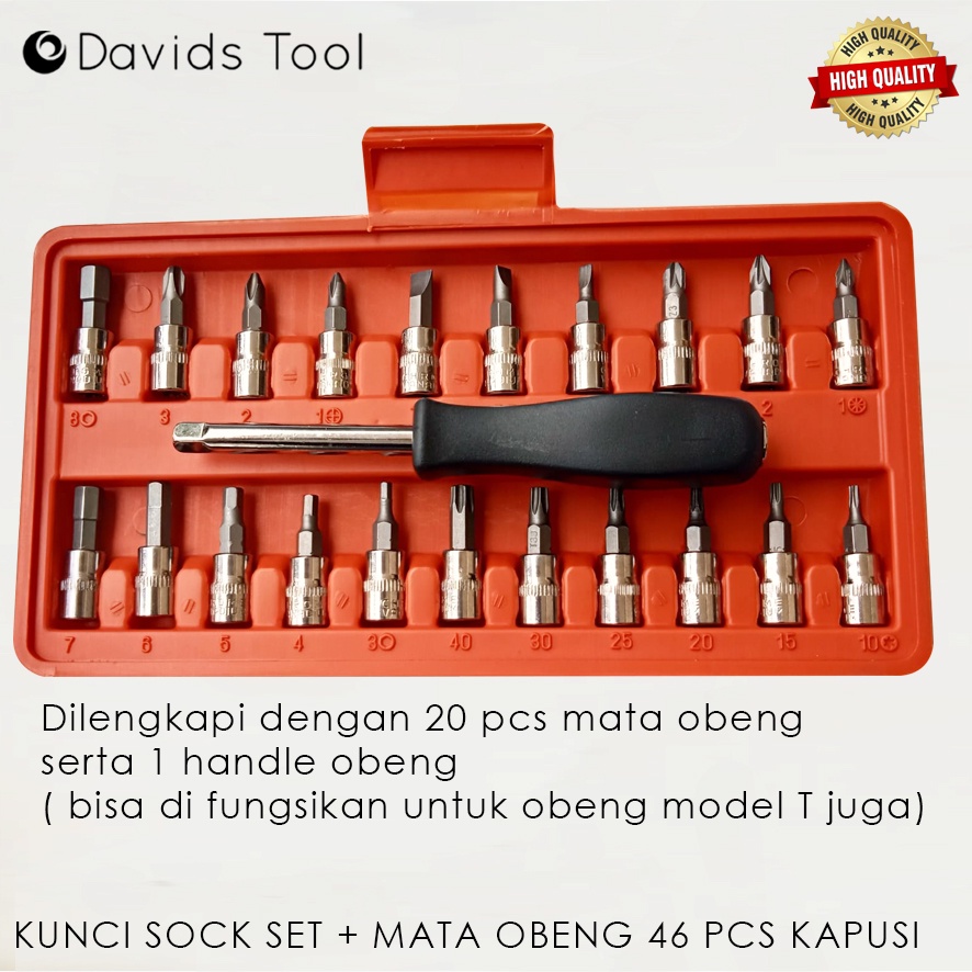 Kunci Sock Set Konci Mata Shock Sok Toolkit Obeng Ketok 46pcs Kapusi Jp