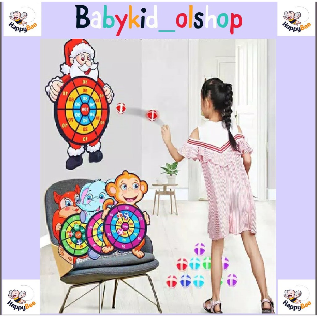 BABYKID6D42 - Mainan Anak Papan Dart Board Game Velcro Latihan Panah Dinding Lempar Bola Lengket