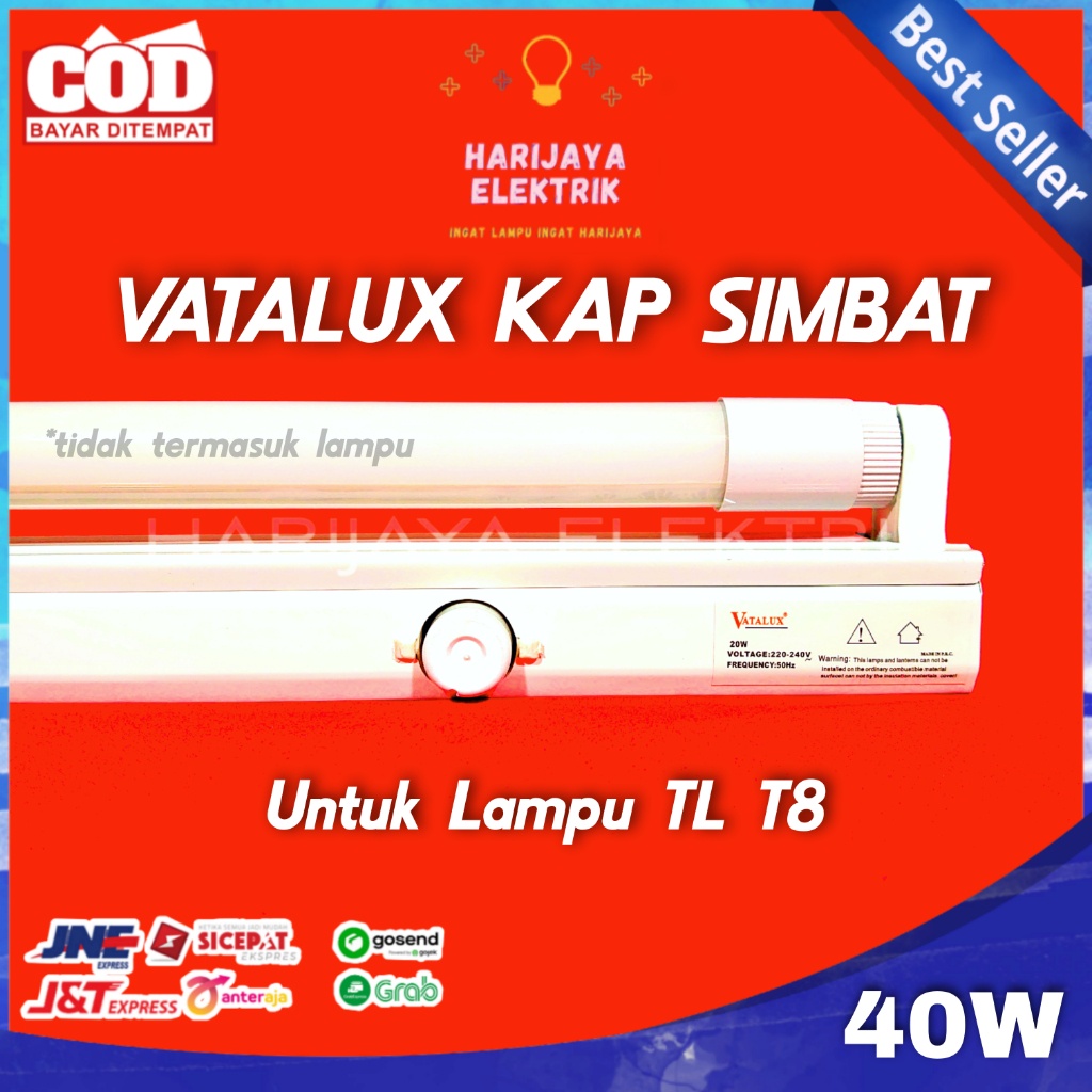 VATALUX KAP SIMBAT LAMPU NEON TL T8 40 WATT FITTING RUMAH LAMPU BALOK