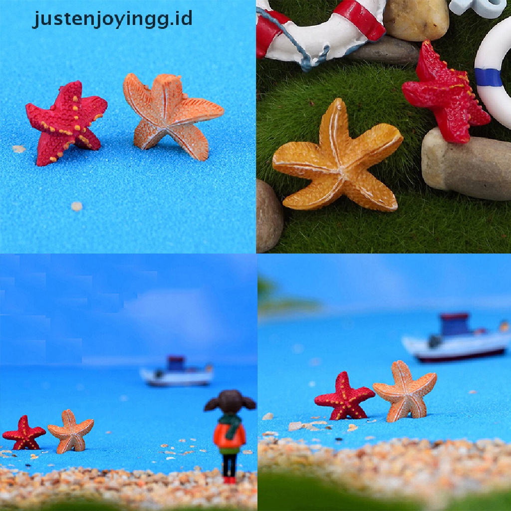 // justenjoyingg.id // 2pcs Starfish Miniatures Fairy Garden Decorations Micro Landscapes DIY Resin Crafts Bonsai Figurine Garden Terrarium Accessories ~