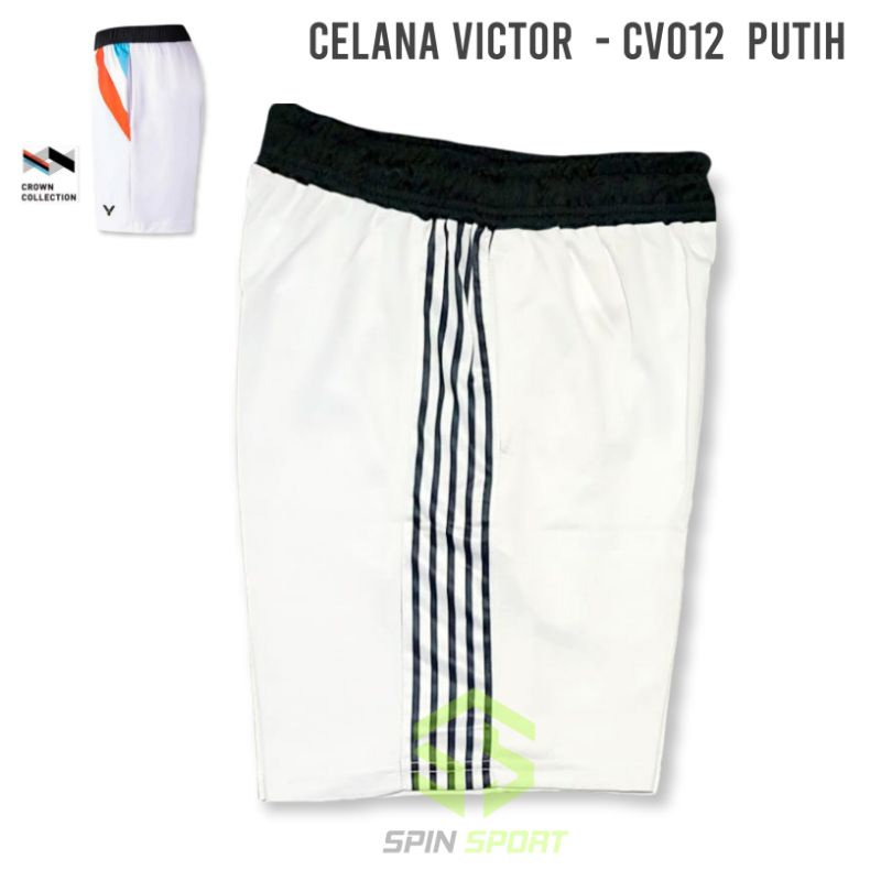 [CV012 Putih] Celana Pendek Victor Crown Collection Import Premium Badminton Bulutangkis Short Pants Pria Cowok Laki Laki Sport Kolor Olahraga Fashion CV012 Shorts Short Pant-4