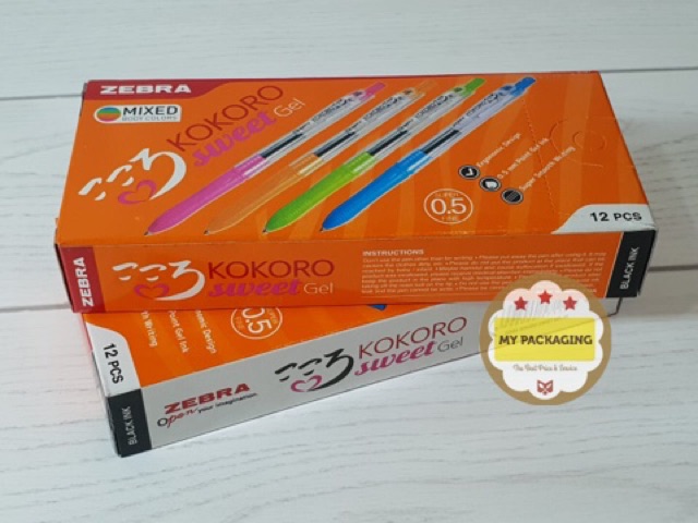 Pulpen Kokoro SWEET Gel Zebra / Bolpen Gel Tinta Warna - Bolpen Gel Tinta Hitam - HARGA SATUAN