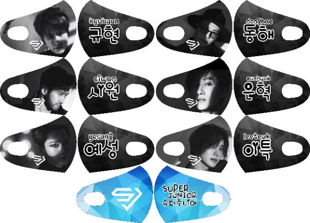 masker scuba super junior masker full printing kpop masker korea member suju