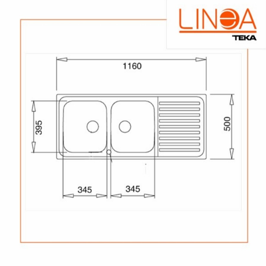 Kitchen Sink Top mount Linea By Teka Valencia 2B 1D Panjang 116cm