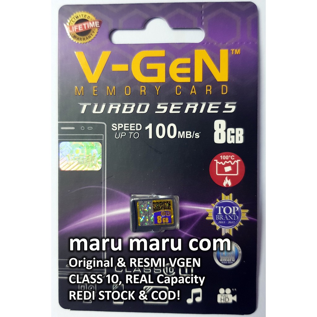 VGen MicroSD 8GB Memory Card Class 10 Ori Resmi Real Micro SD TF CARD 8 GB Turbo Series V-Gen