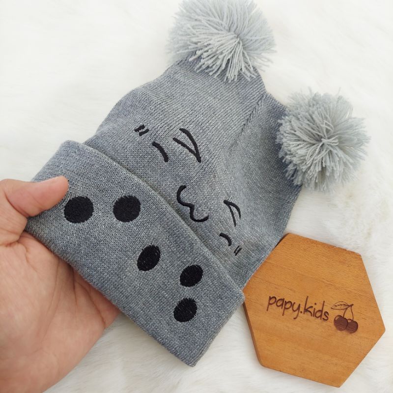 Kupluk Rajut Boba pompom / Topi Boba / Kupluk boneka boba /Kupluk Bayi