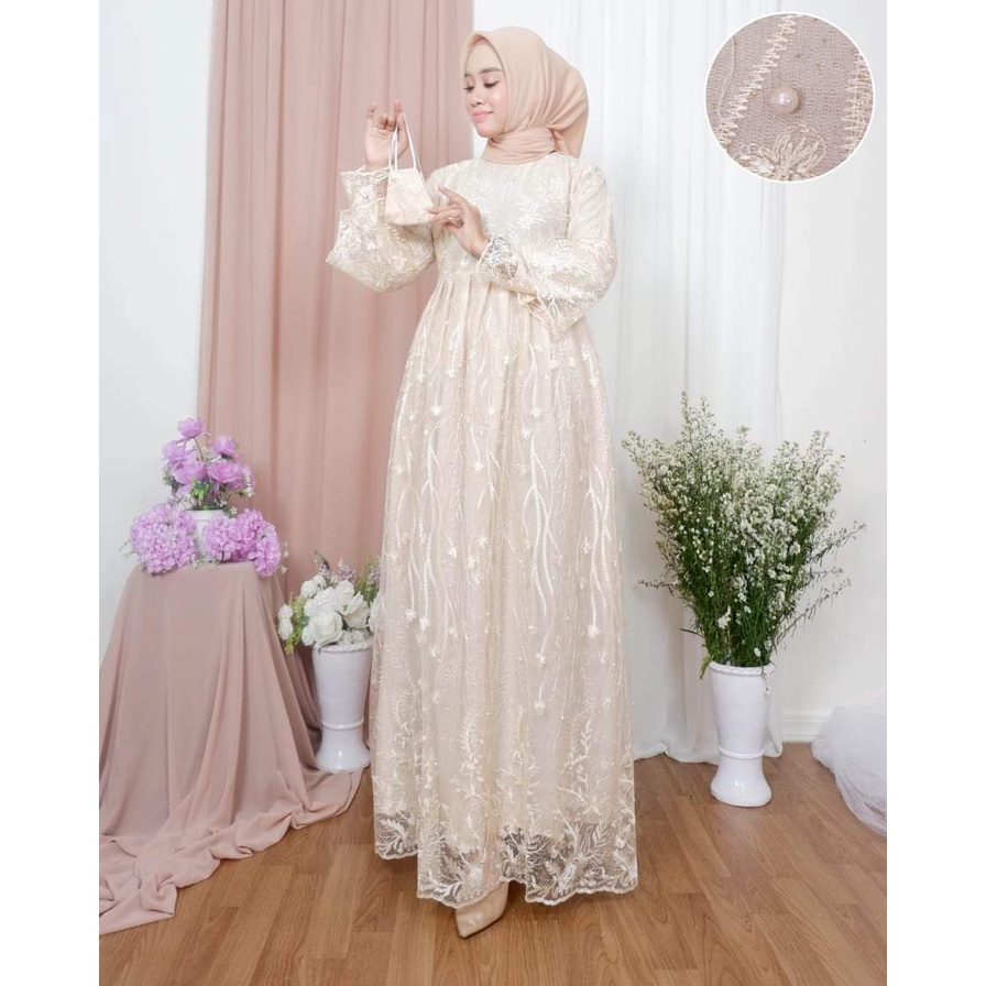 Ready Gamis Yumna Tulle / Gamis Pesta / Gamis Modern / Gamis Terbaru by galery sabeena