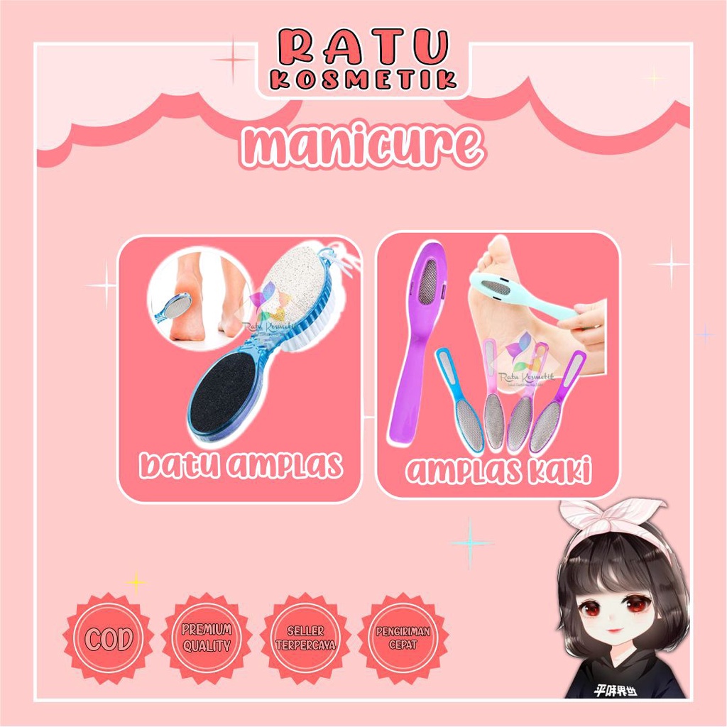 ❤ RATU ❤ Manicure Pedicure | Pinset Gunting Kuku | Alat Pembersih Kaki 4in1 Paddle | Sikat Batu Apung Amplas Meni Pedi Gagang | Gunting kuku karakter