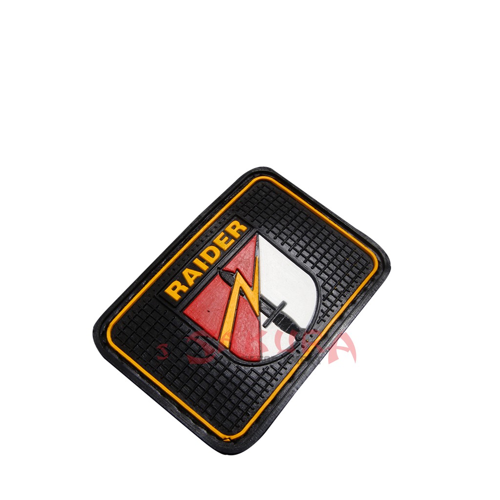 Patch Rubber Perekat Velcro Karet Logo Tulisan RAIDER Variasi Merah Putih