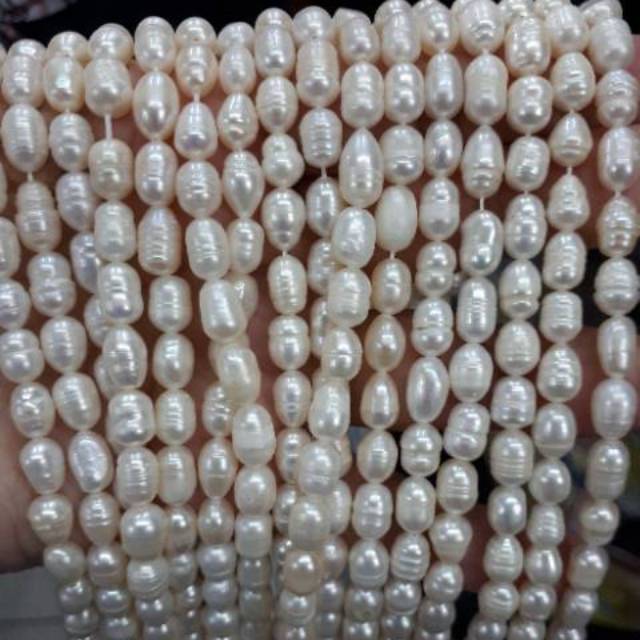 MUTIARA AIR TAWAR OVAL 8MM | MUTIARA AIR TAWAR ALAMI | BAHAN CRAFT MUTIARA | DIY AKSESORIS