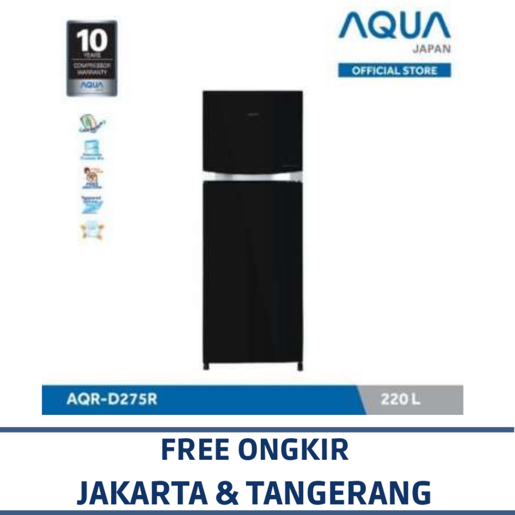 AQUA AQR-D275R(BK) KULKAS 2 PINTU AQUA 220 LITER