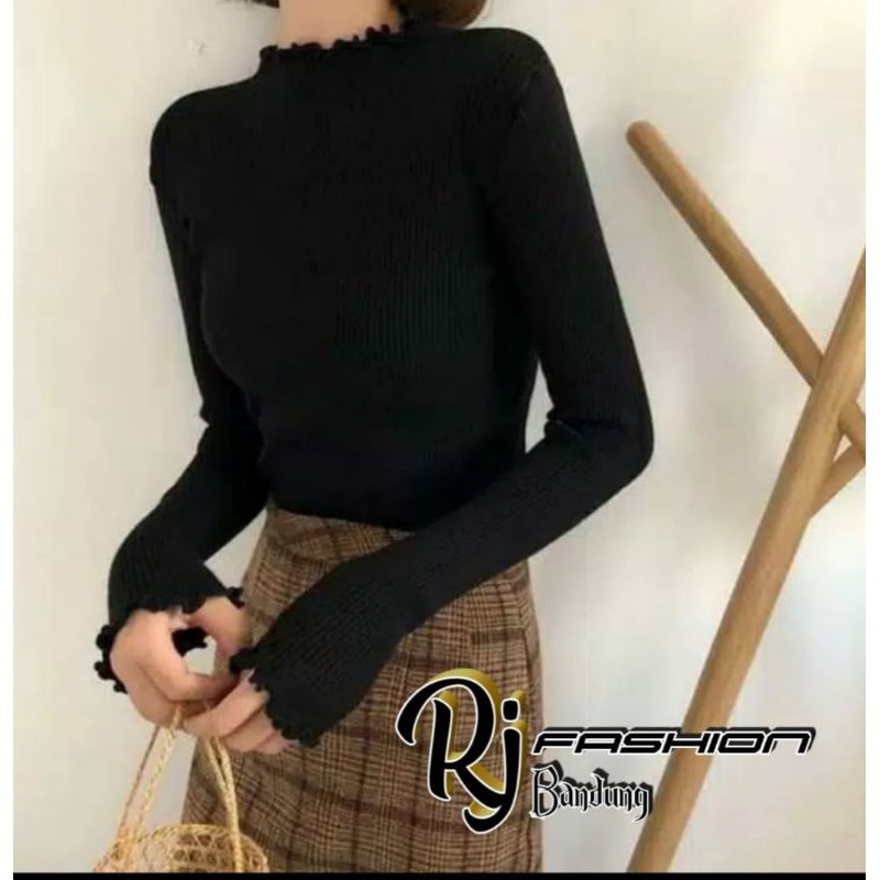 CROP KRIWIL KNIT PANJANG - Baju Atasan Rajut Wanita - Sweeater Rajut