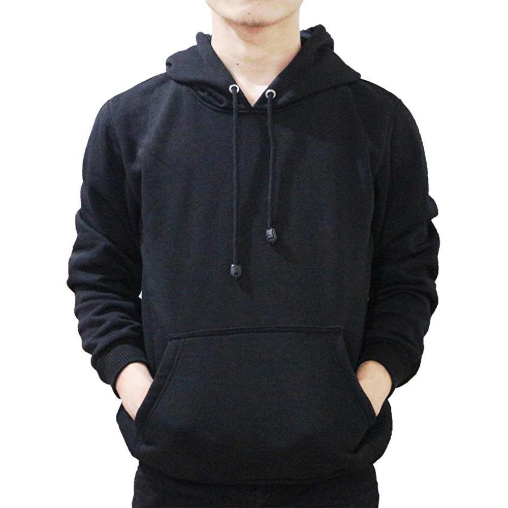 hoodie jumper polos warna hitam S-M-L-XL-XXL-XXXL-XXXXL big size unisex jaket unisex bahan fleece