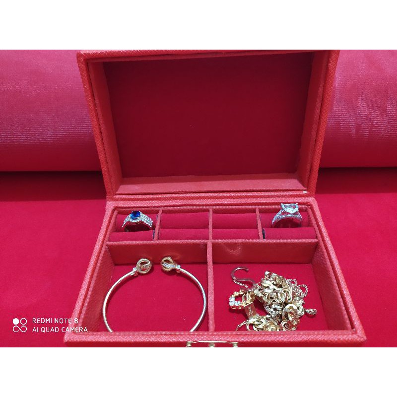 kotak perhiasan bahan kulit sintetis bisa untuk kalung gelang cincin anting liontin LM/ANTAM