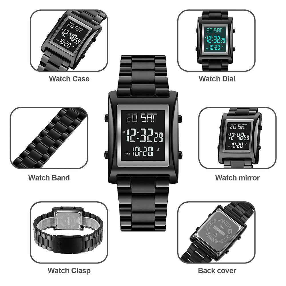 IDN - SKMEI Jam Tangan Digital Pria Strap Stainless Steel - 1812