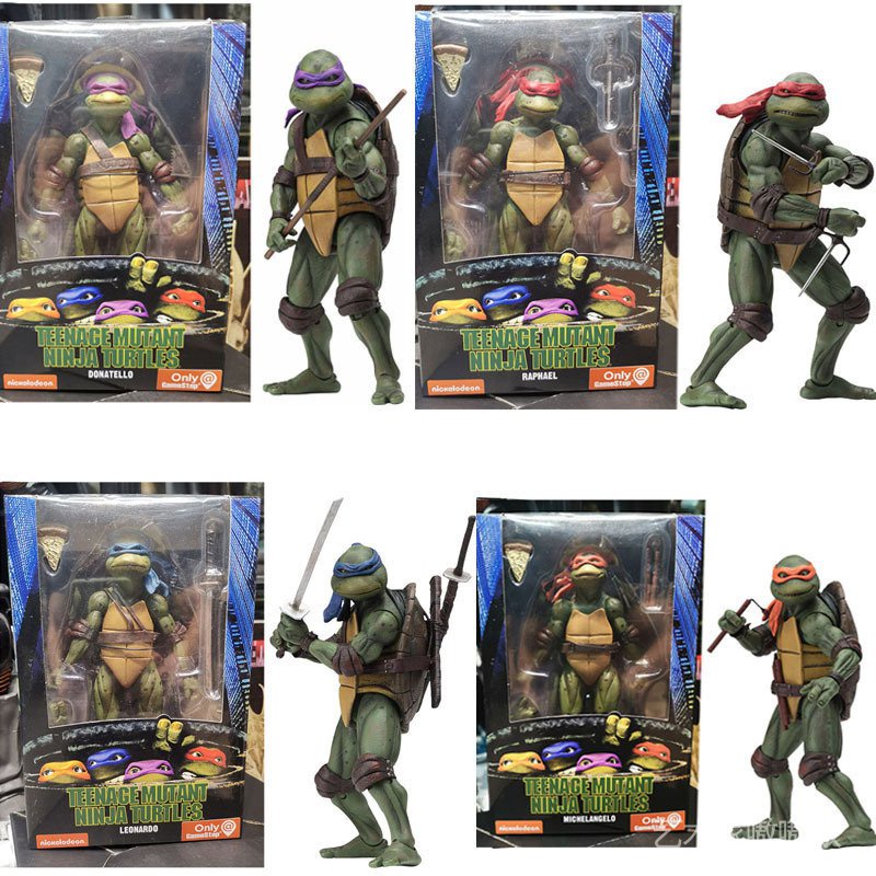 Patung Anime1990Film Neca TMNT Remaja Mutan Ninja Kura-Kura Skala 7inci Action Figure Koleksi Model Mainan Untuk Anak Teman-Teman Anak Laki-Laki