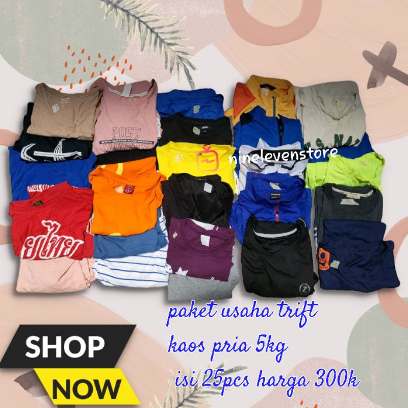 paket usaha  kaos pria full katun 25pcs