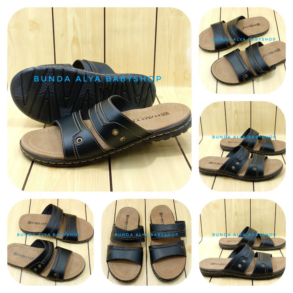 Sandal Pria Casual Slop Ukuran 39 - 43 Sol Keren Anti Licin - Sendal SLOP Cowok Casual HITAM BARTO