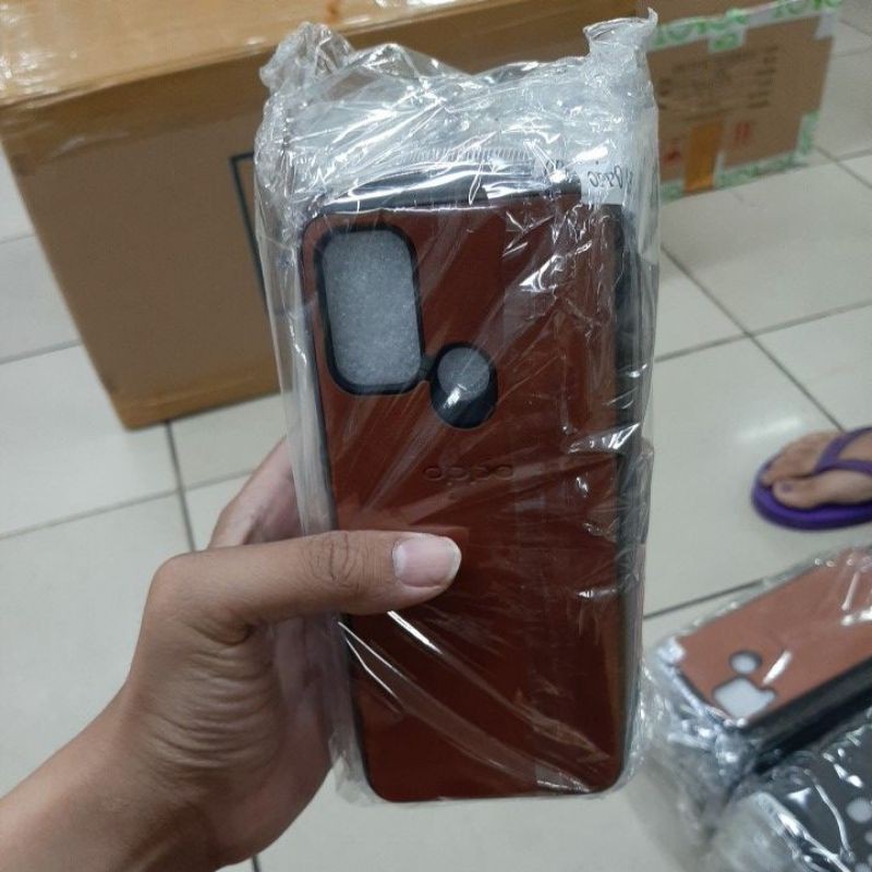 OPPO A15/A53/A33 CASE SOFTCASE LEATHER LOGO CASE, CASE KULIT SINTETIS