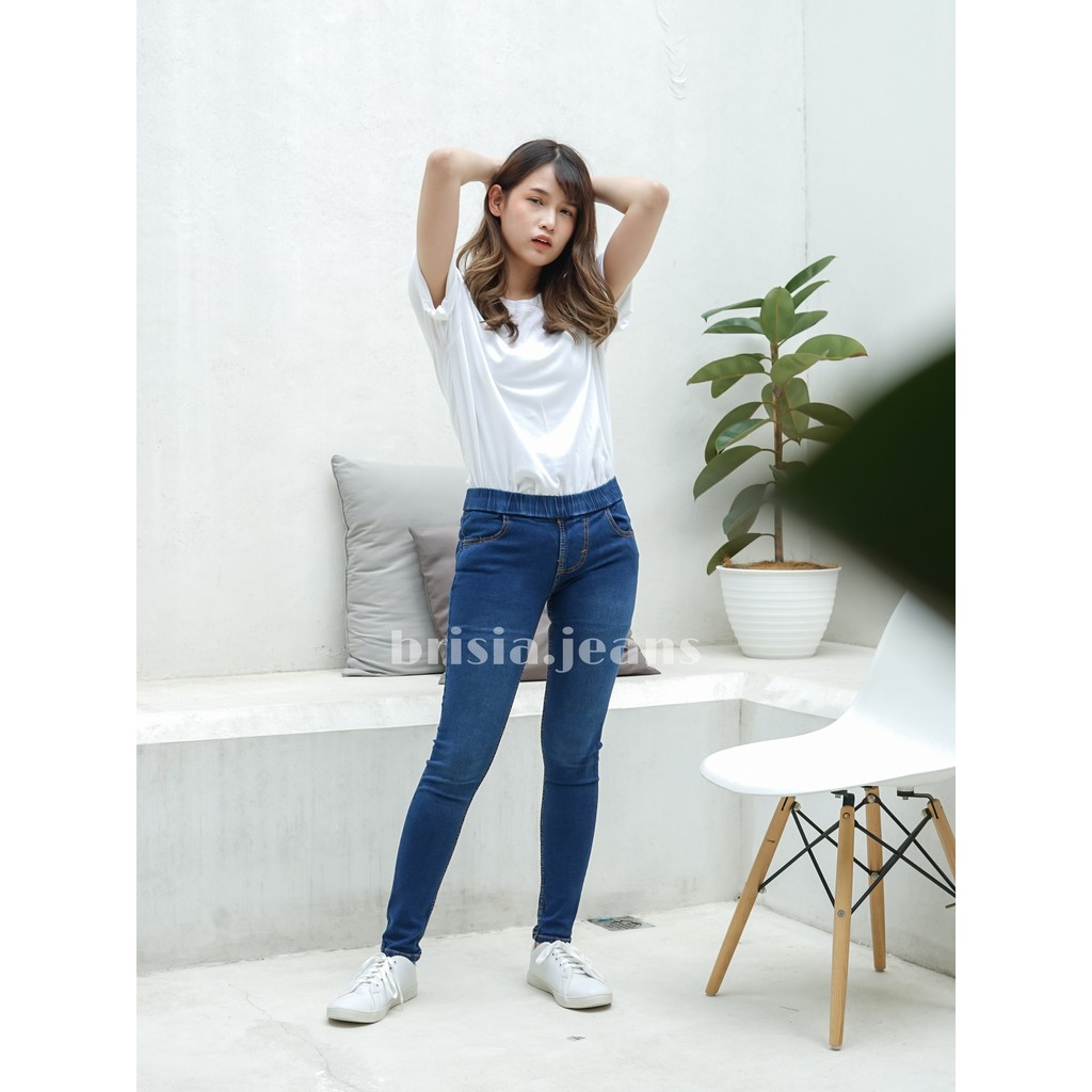 [SIZE 28-42] LEONY Legging Jeans - Biru Jeans / Bigsize Legging Jeans