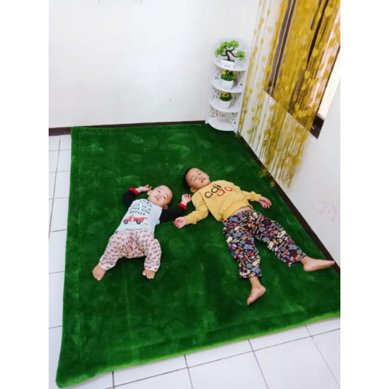 KARPET BULU RASFUR TEBAL SURPET RASFUR KASUR BUSA KARPET RASFUR KASUR RASFUR POLOS HIJAU BOTOL 150x2