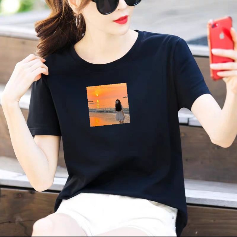 Kaos Wanita SUNSET  Baju Wanita Catton Combed Kaos Oblong Wanita