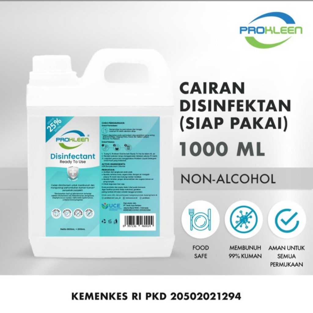 DISINFEKTAN KONSENTRAT ANTISEPTIK - disinfectant ANTIBACTERIAL 1Liter PROKLEEN