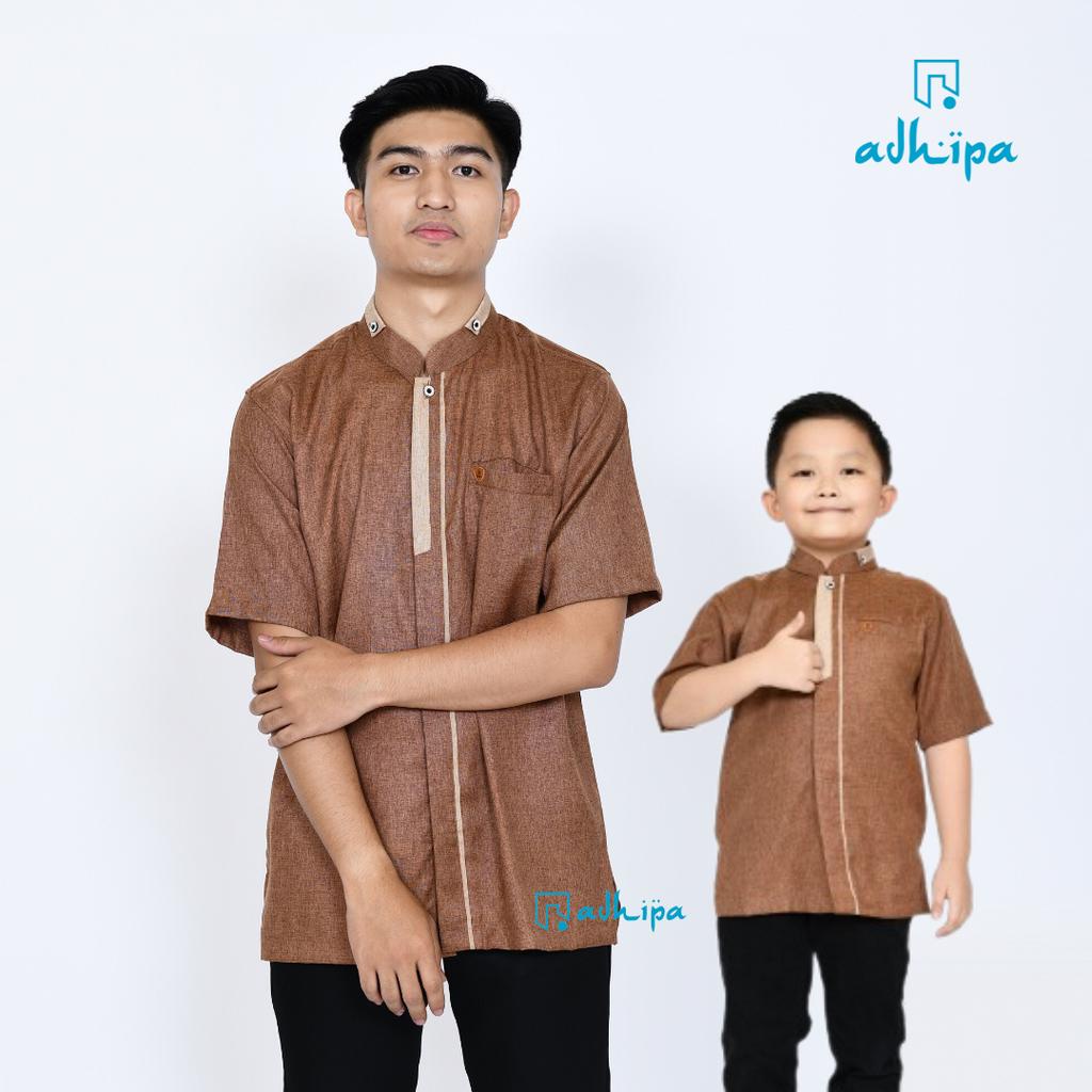 Koko Couple Ayah anak warna coklat moka lengan pendek