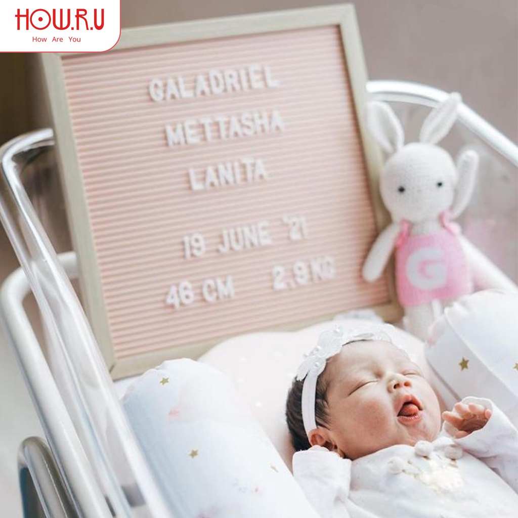 HOW.R.U | SET Letter Board Sudah Include Huruf + Standing / Papan Nama Bayi / Papan Menu / Dekorasi Rumah Viral