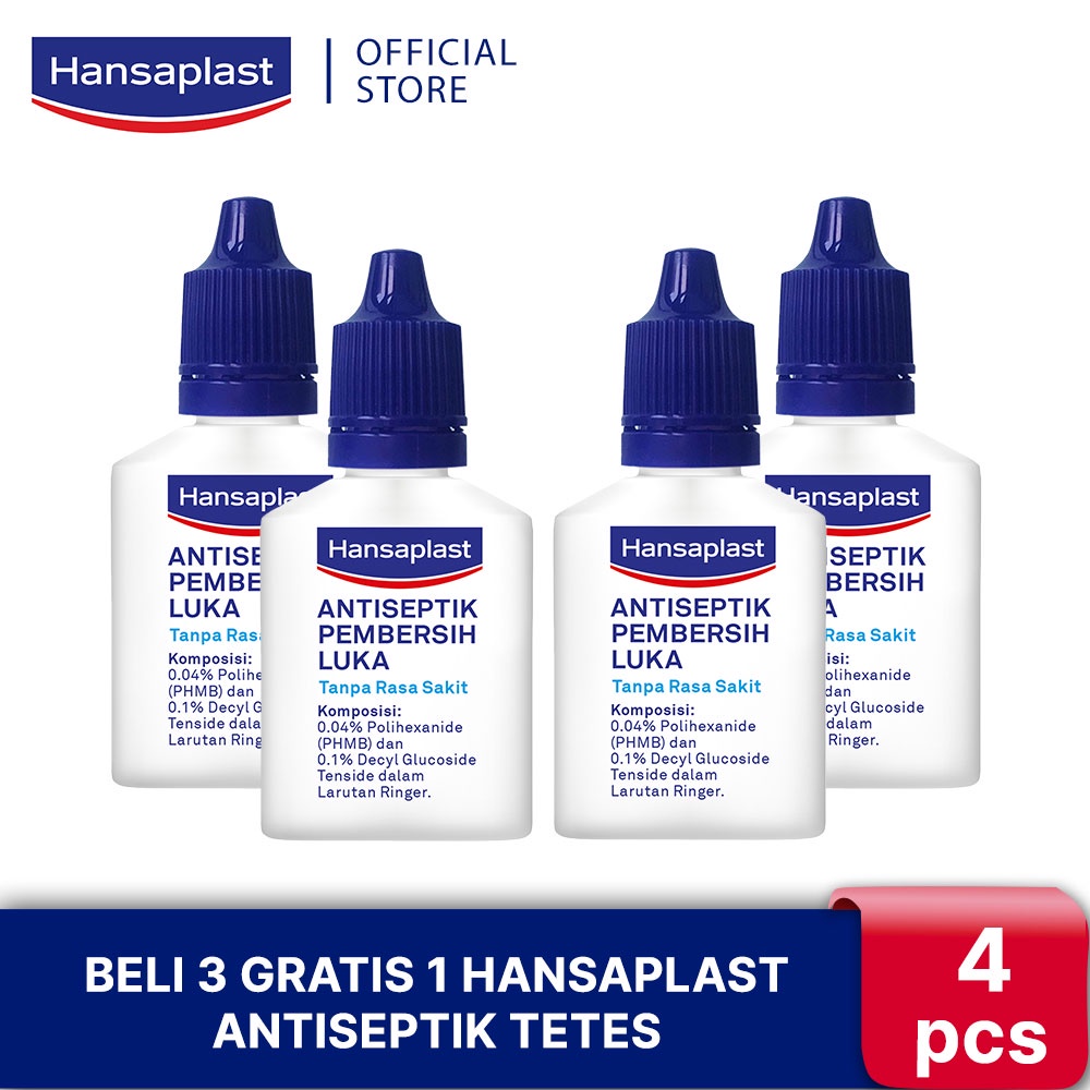 BELI 3 GRATIS 1 Hansaplast Antiseptik Tetes - Pembersih Luka Tanpa Rasa Perih