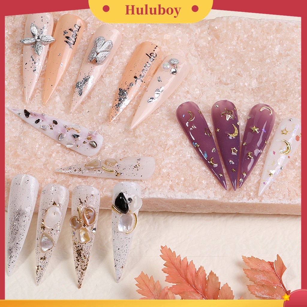 Huluboy Huluboy♡ 1 Kotak 12 Grids Payet 3D Bahan Alloy Untuk Dekorasi Nail Art