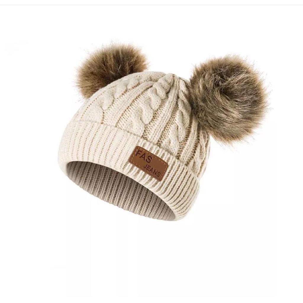 topi rajut pom pom - kupluk bayi premium- accecoris anak bayi-2
