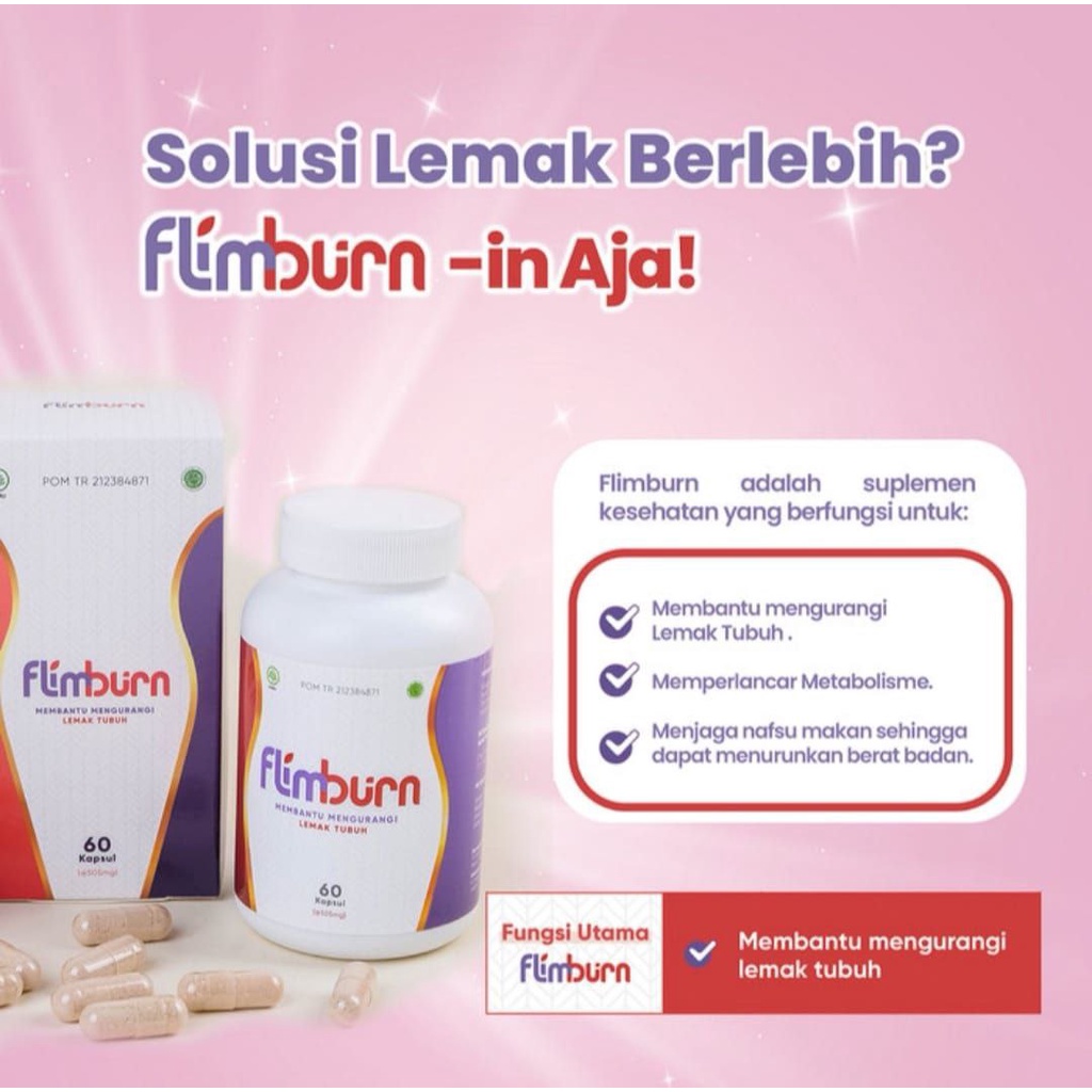 Flimburn by Flimty Fat Burner Buang Lemak Diet Metabolisme Booster Carbo Blocker Pelangsing Pembakar Lemak BPOM MUI Halal