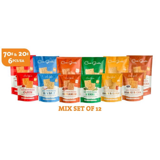 

6 Big 70g + 6 Mini 20g - Casa Grata Crackers - choose your own flavor