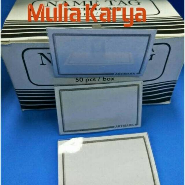 

Name tag dengan peniti dan jepitan per 50 pcs