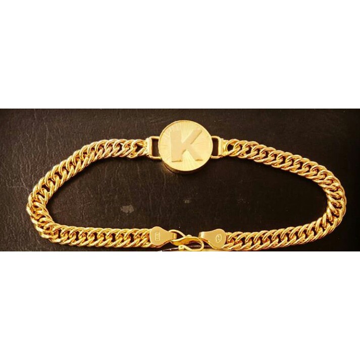 Gelang papan letter emas 875 23k