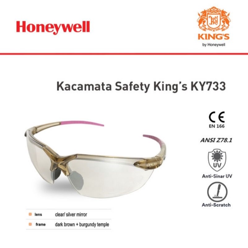 Kacamata King's Ky733 Clear Silver Mirror / Kacamata Safety