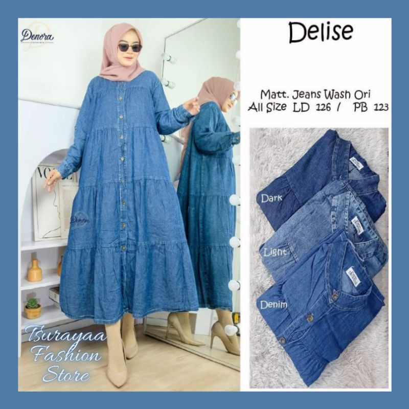 Kiara Midi Dress Jeans Wanita Premium Product