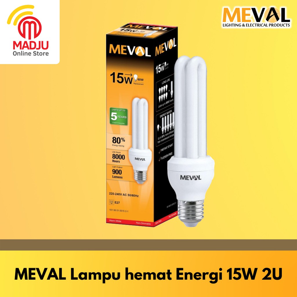 Jual Meval Lampu Hemat Energi 15w 2u Shopee Indonesia