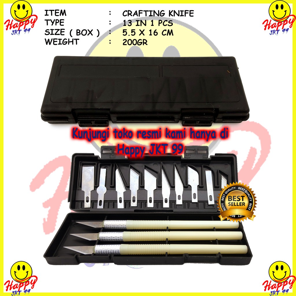 [ HAPPY JKT 99 ] ALAT UKIR POTONG PISAU KERAJINAN TANGAN TOOL KNIFE CUTTING STICKER DECAL KAYU CRAFT 13PCS