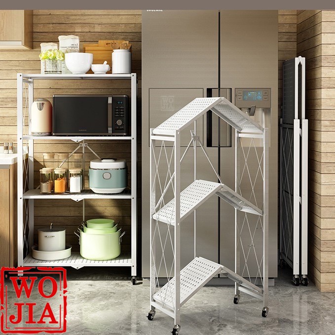 Rak Lipat Portable Tingkat Penyimpanan Dapur Serbaguna Tanpa Instalasi