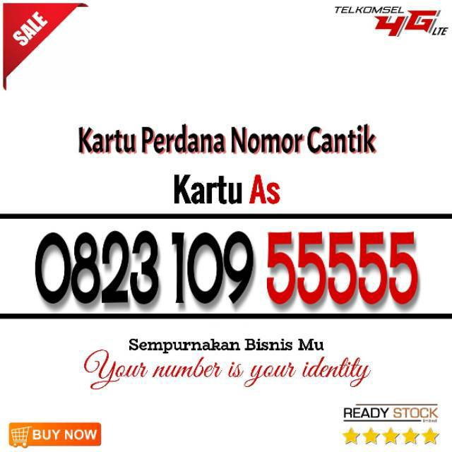 Nomor Cantik 55555 Kartu as 0823 109 55555 telkomsel panca