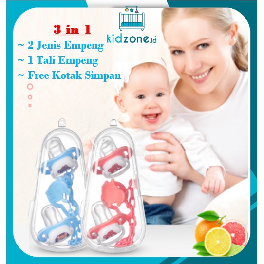 Dot Empeng Bulat dan Gepeng Bayi Dengan Kotak Silikon 3in1 / Empeng Bayi / Empeng Dot Biasa Bayi