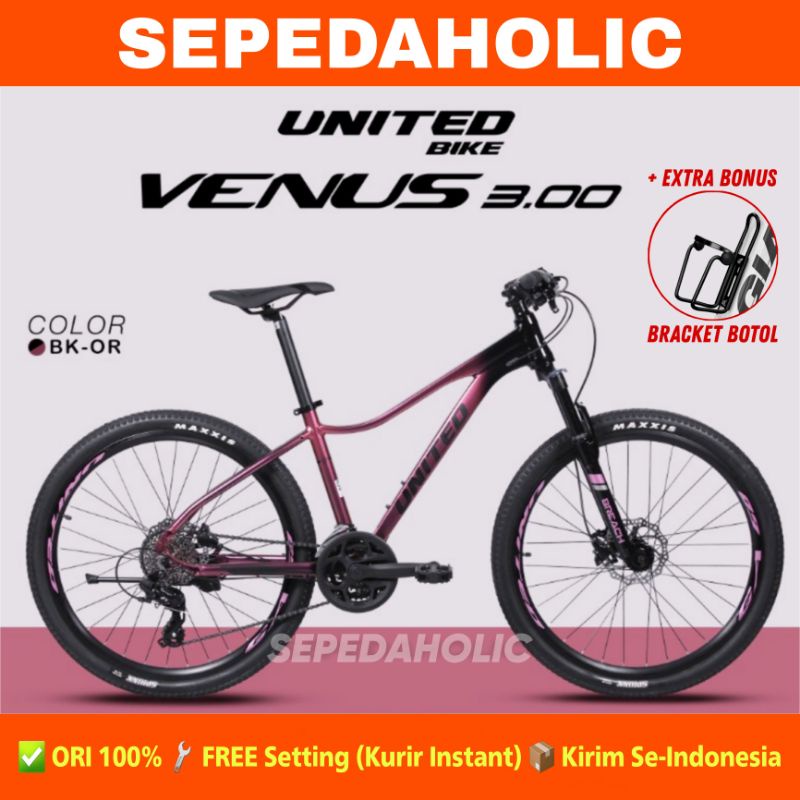 Sepeda Gunung MTB UNITED VENUS 3.00 3.0 Alloy 26 Inch Rem Hidrolik