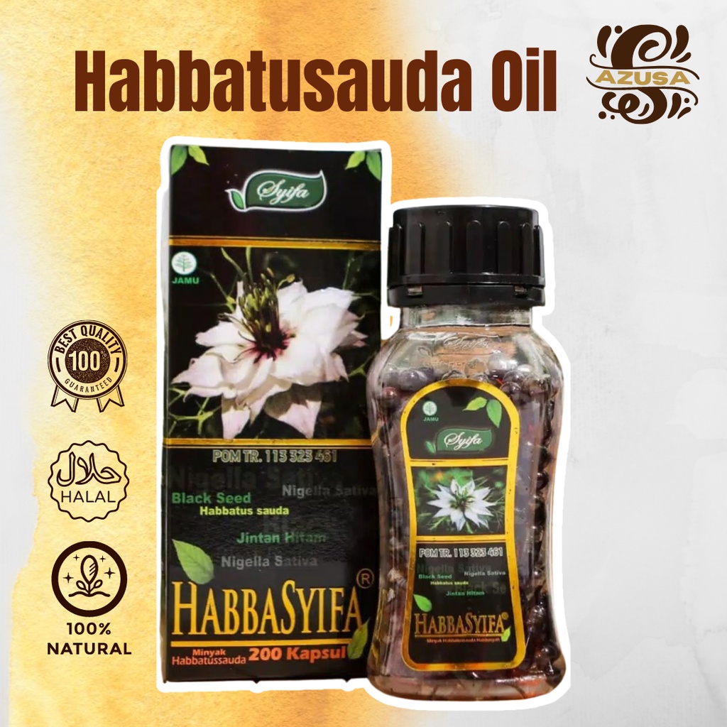 

Habbasyifa Minyak Habatussauda 200 Kapsul/ Habatussauda Oil/ Nigella sativa oil 100%/ Habbatus Sauda/ jintan Hitam/ Jinten Hitam/ Immune Booster/ Obat Segala Macam Penyakit/ Solusi Thiroid/ Anti Kanker/ Antioksidan/ Terapi Diabetic