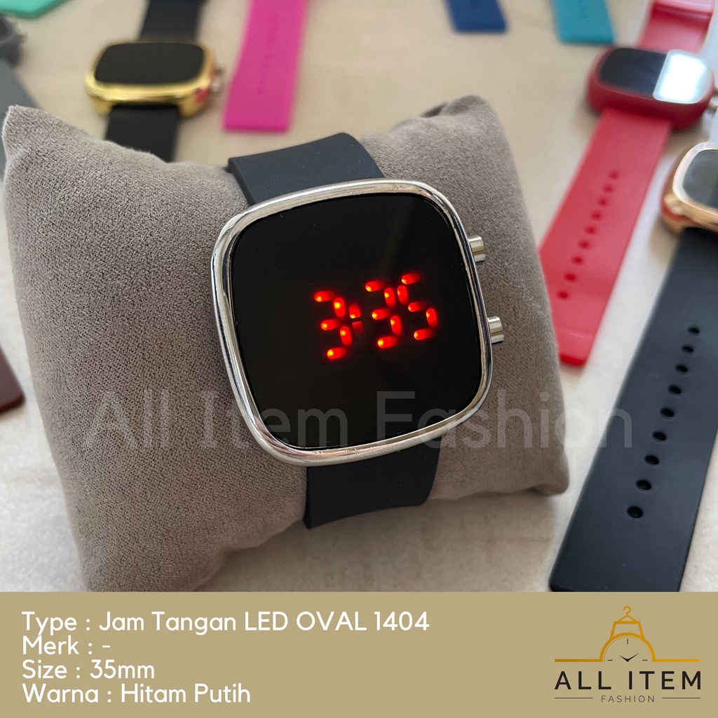 COD✅ Jam Tangan Digital LED Oval 1404 Rubber Electronic Fashion Pria Wanita / Jam Tangan Model Korea