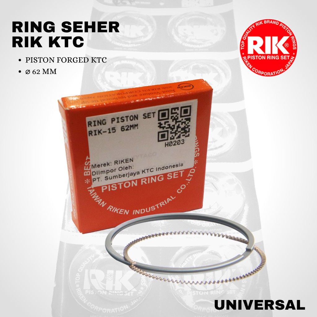 Ring Seher Rik 62 tebal 0.8 mm Piston KTC kytaco Forged