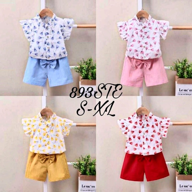 Setelan blus blouse Celana love baju bayi anak perempuan cewek baby girl 3 4 5 6 7 8 9 10 11 12 bula