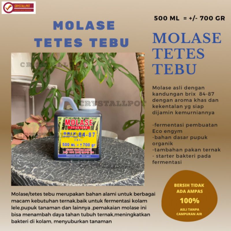 MOLASE TETES TEBU PREMIUM MURNI ASLI TANPA CAMPURAN KEMASAN 500ML - MOLASE 500 ML